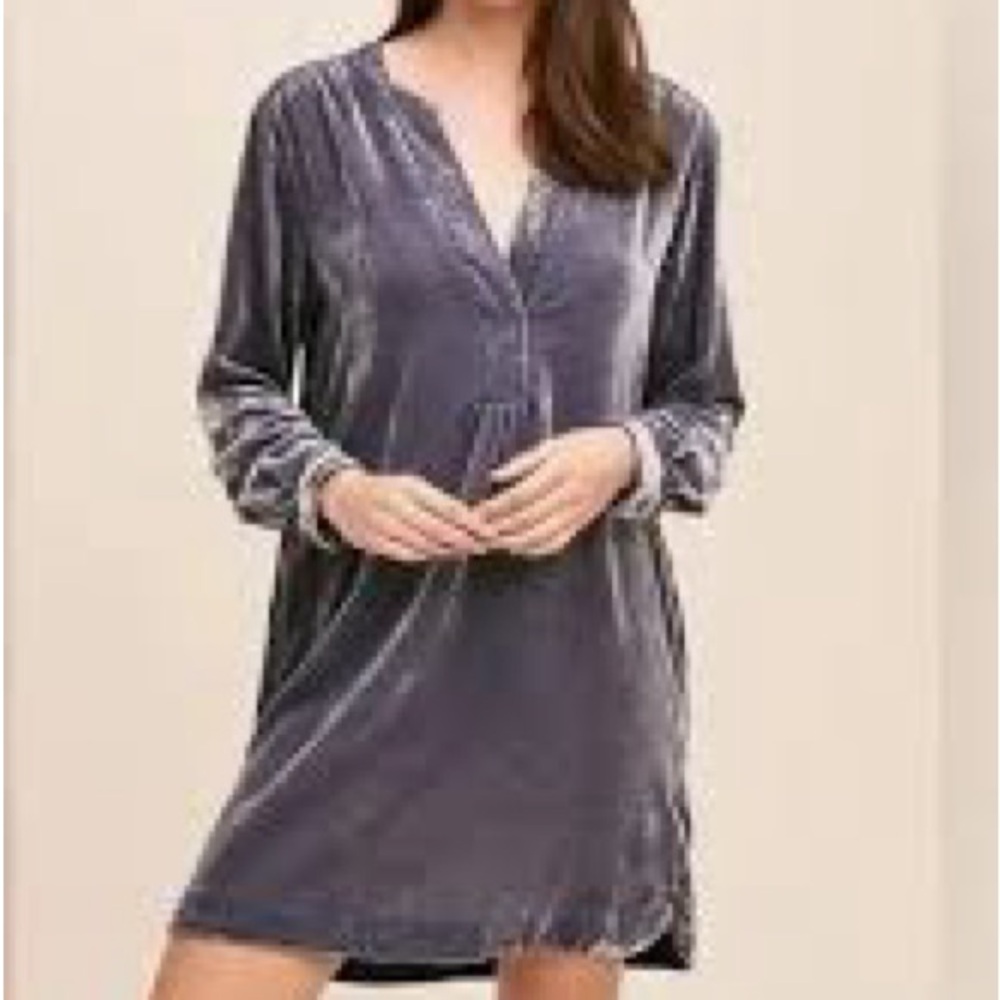 Anthropologie Slate Gray Velvet Mini Dress